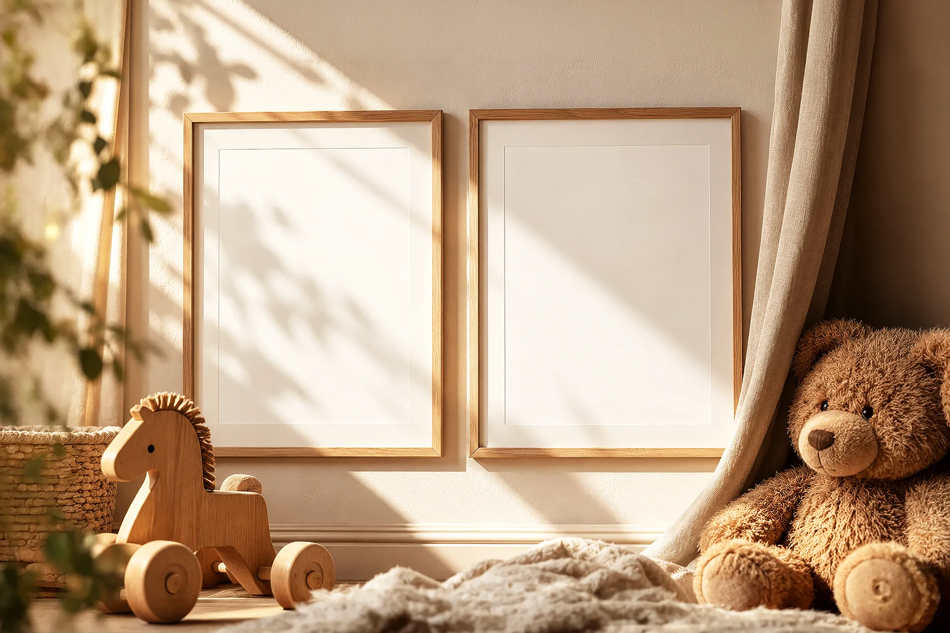 Blank kids photo frame mockup
