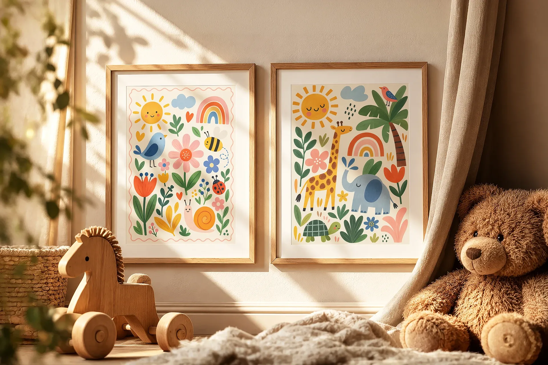 Kids Photo Frame Mockup With Artwork Kids photo frame mockup with artwork