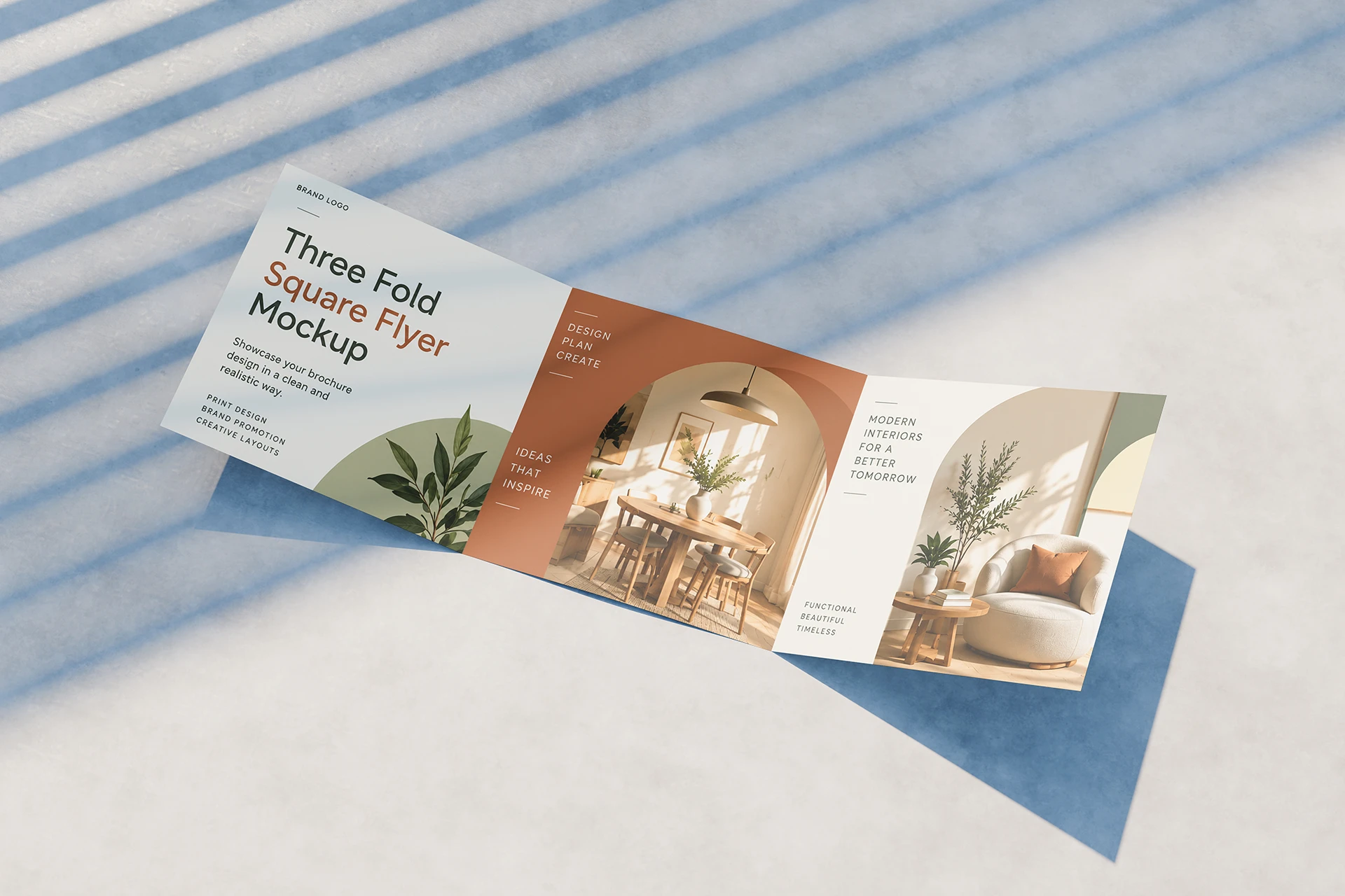 Square Trifold Flyer Mockup With Design Square trifold flyer mockup with design