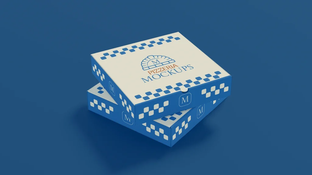 Two stacked pizza box mockup showing the top and side panels